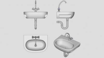 洗手台洗手池SU模型下载_sketchup草图大师SKP模型