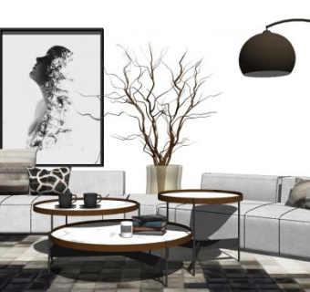 北欧沙发落地灯模型SU模型下载_sketchup草图大师SKP模型