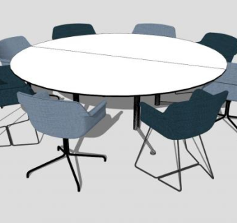 圆形桌椅洽谈桌SU模型下载_sketchup草图大师SKP模型