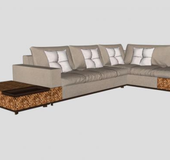 现代L型沙发家具SU模型下载_sketchup草图大师SKP模型