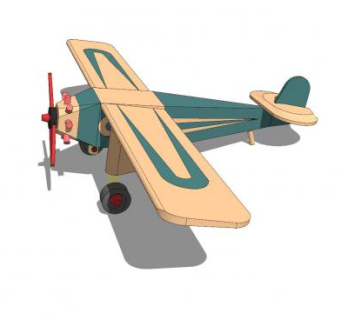 木质玩具飞机SU模型下载_sketchup草图大师SKP模型