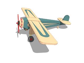 木质玩具飞机SU模型下载_sketchup草图大师SKP模型