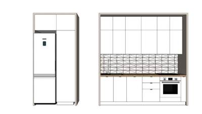 厨房橱柜冰箱家具SU模型下载_sketchup草图大师SKP模型