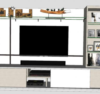 现代电视柜工艺品SU模型下载_sketchup草图大师SKP模型