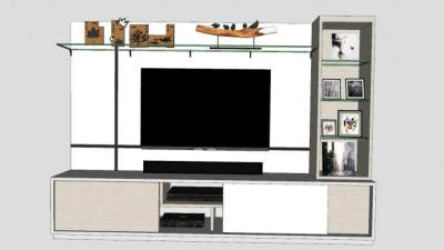 现代电视柜工艺品SU模型下载_sketchup草图大师SKP模型