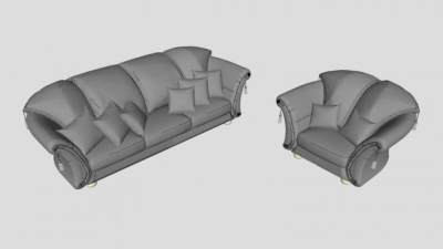 现代简约沙发家具SU模型下载_sketchup草图大师SKP模型