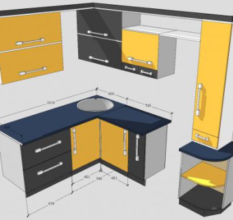 转角厨房橱柜SU模型下载_sketchup草图大师SKP模型