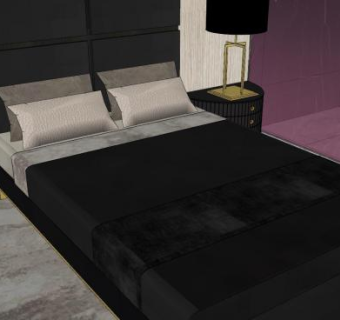 酒店房间主卧室浴室间SU模型下载_sketchup草图大师SKP模型