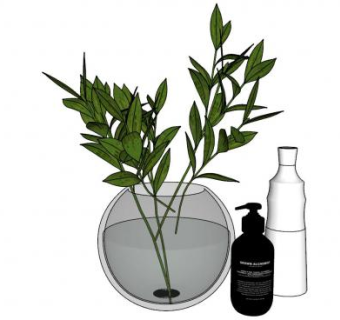室内花瓶装饰植物SU模型下载_sketchup草图大师SKP模型