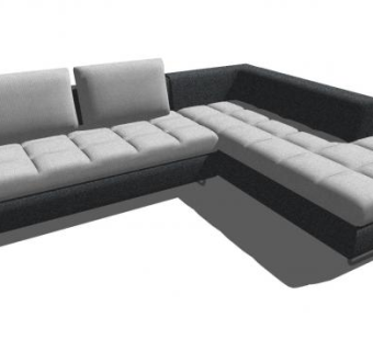 简约L型布艺沙发SU模型下载_sketchup草图大师SKP模型