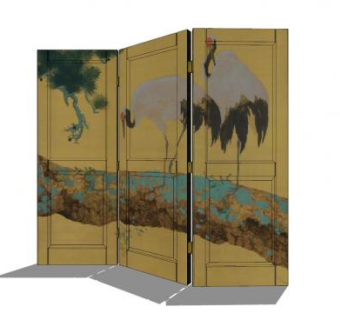 木质丹顶鹤屏风隔断SU模型下载_sketchup草图大师SKP模型