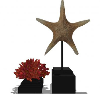 海星+珊瑚工艺品装饰品摆件SU模型下载_sketchup草图大师SKP模型