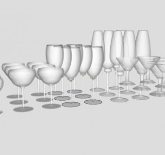 玻璃杯+高脚杯SU模型下载_sketchup草图大师SKP模型