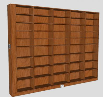 木质书柜墙SU模型下载_sketchup草图大师SKP模型