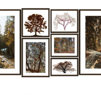 树木风景照片墙SU模型下载_sketchup草图大师SKP模型