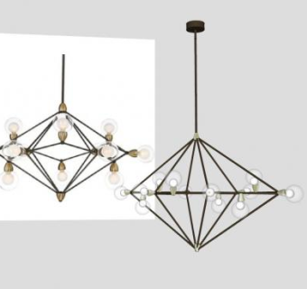 简易金属灯泡吊灯SU模型下载_sketchup草图大师SKP模型