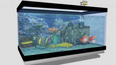 金鱼缸水族馆SU模型下载_sketchup草图大师SKP模型