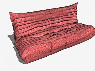 现代红色小沙发SU模型下载_sketchup草图大师SKP模型