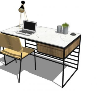现代办公桌写字桌SU模型下载_sketchup草图大师SKP模型