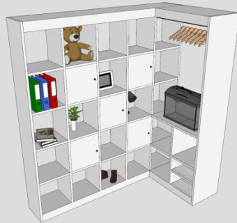 一体式书柜衣柜SU模型下载_sketchup草图大师SKP模型