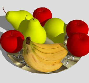 水果梨子苹果果盘SU模型下载_sketchup草图大师SKP模型