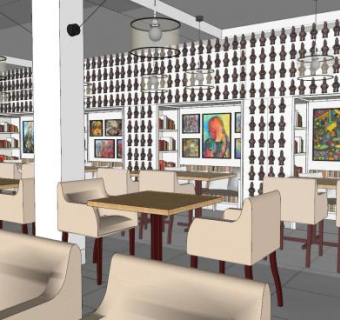 小餐厅室内空间SU模型下载_sketchup草图大师SKP模型