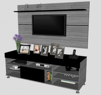 简易小型电视柜SU模型下载_sketchup草图大师SKP模型