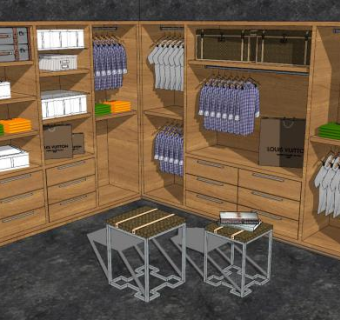 衣帽间衣柜衣服SU模型下载_sketchup草图大师SKP模型