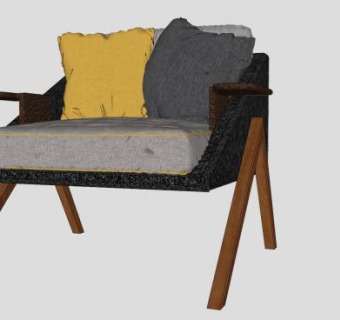 现代单座沙发椅SU模型下载_sketchup草图大师SKP模型