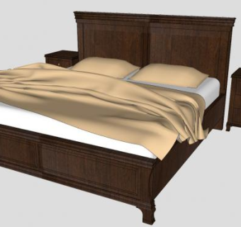 木质双人床家具SU模型下载_sketchup草图大师SKP模型