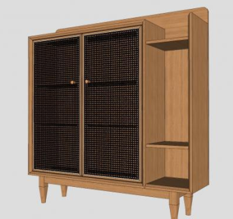 木制鞋柜家具SU模型下载_sketchup草图大师SKP模型