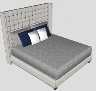 软包双人床铺SU模型下载_sketchup草图大师SKP模型