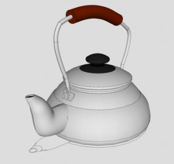 白色开水壶烧水壶SU模型下载_sketchup草图大师SKP模型