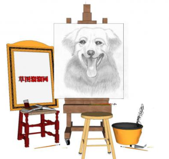 画架素描画画板SU模型下载_sketchup草图大师SKP模型