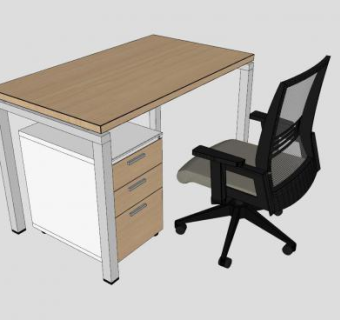 现代简约办公桌椅SU模型下载_sketchup草图大师SKP模型