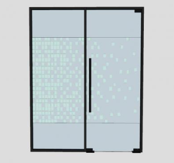 单开的玻璃门SU模型下载_sketchup草图大师SKP模型