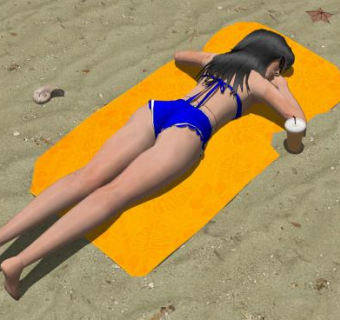 沐浴阳光沙滩美女SU模型下载_sketchup草图大师SKP模型