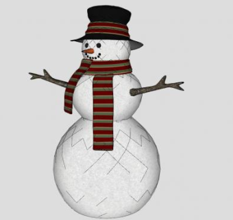 堆雪人人物SU模型下载_sketchup草图大师SKP模型