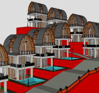 山顶别墅建筑SU模型下载_sketchup草图大师SKP模型