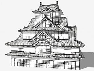日式古建筑住宅SU模型下载_sketchup草图大师SKP模型