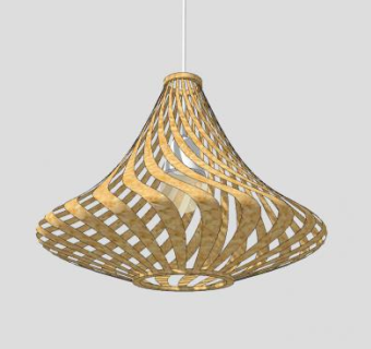 木质坨型小吊灯SU模型下载_sketchup草图大师SKP模型