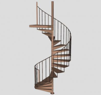 木质螺旋旋转楼梯SU模型下载_sketchup草图大师SKP模型