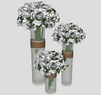 长筒玻璃花瓶SU模型下载_sketchup草图大师SKP模型