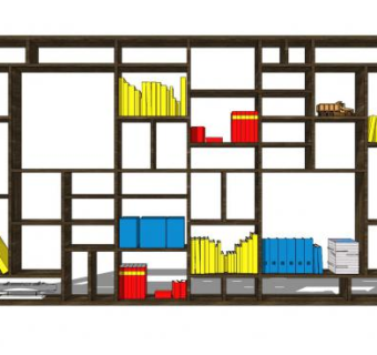 木质长方形书架SU模型下载_sketchup草图大师SKP模型