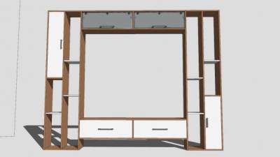 木制电视柜框架SU模型下载_sketchup草图大师SKP模型