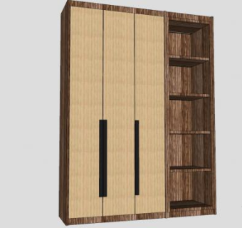 木衣柜柜子SU模型下载_sketchup草图大师SKP模型