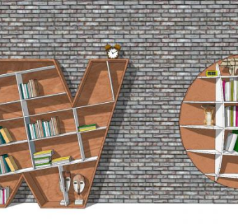WO型书架书柜SU模型下载_sketchup草图大师SKP模型