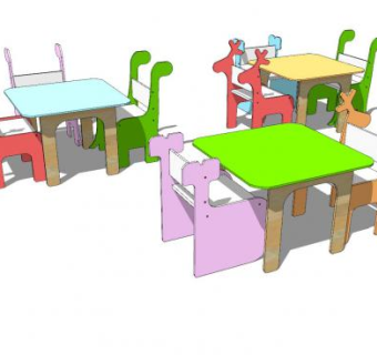 儿童桌椅家具SU模型下载_sketchup草图大师SKP模型
