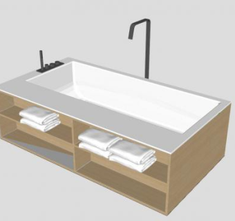 现代浴缸置物架SU模型下载_sketchup草图大师SKP模型
