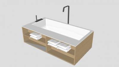现代浴缸置物架SU模型下载_sketchup草图大师SKP模型